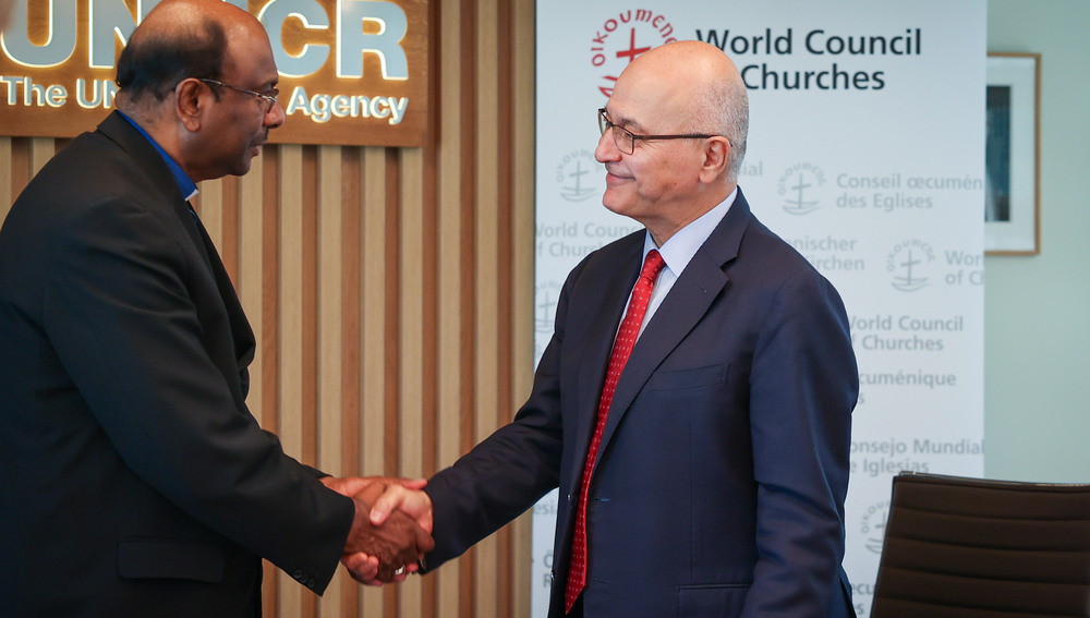 Weltkirchenrat-Generalsekretär Jerry Pillay und UN-Flüchtlingshochkommissar Barham Salih