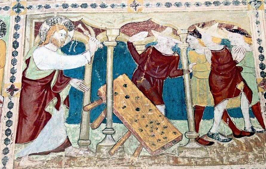 Darstellung 'Jesus vertreibt Händler aus dem Tempel' im Gurker Dom