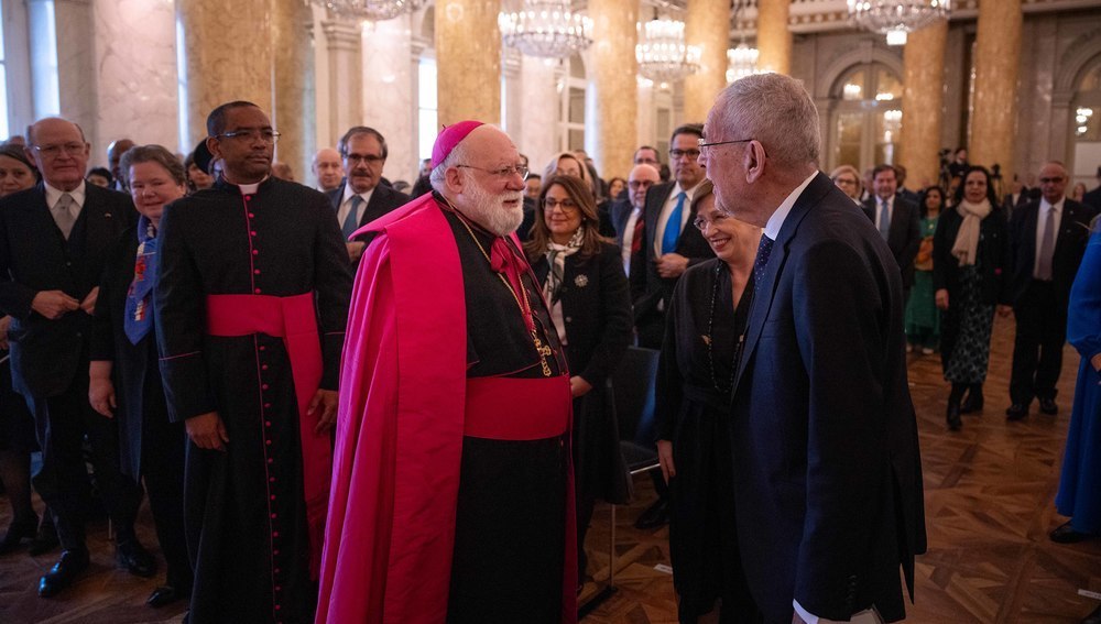 Nuntius Lopez und Bundespräsident Van der Bellen beim Neujahrsempfang für das Diplomatische Corps am 23. Jänner 2025