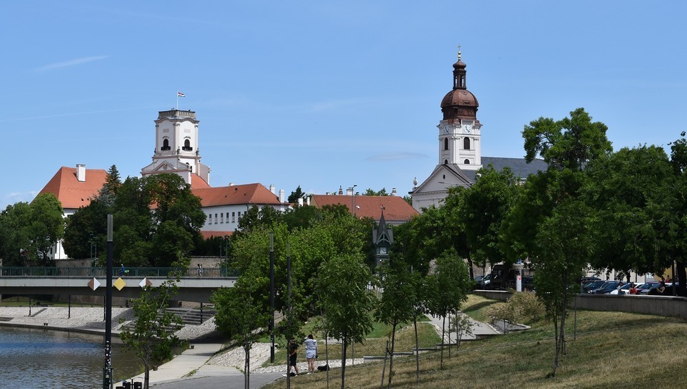 Györ mit Bischofsburg und Turm der Marienkathedrale