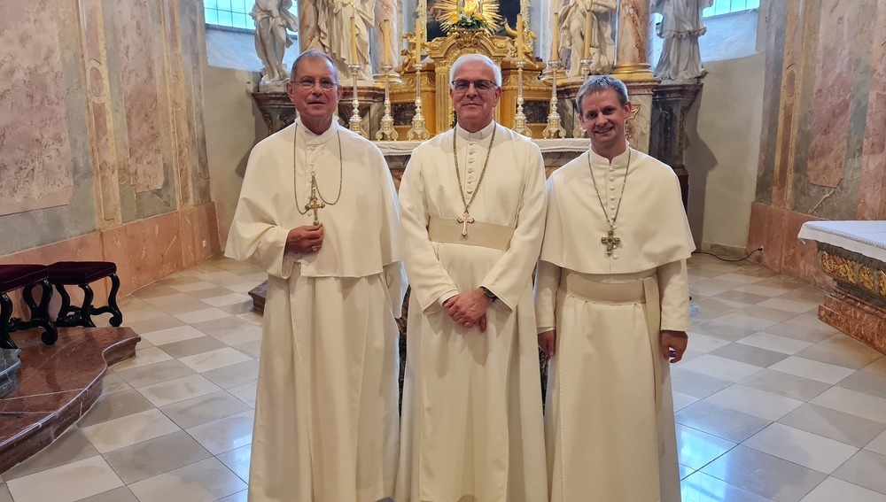 v.l.: Generalabt Jos Wouters, Abt Norbert Lesovsky, Prälat Leopold Baumberger