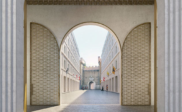 Der Innenhof-Umbau der Schweizergarde-Kaserne soll die Via Francigena wieder herstellen