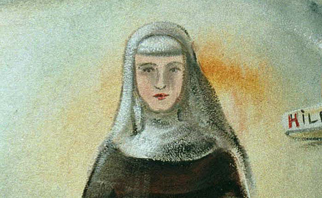 Darstellung der Hildegard von Bingen am Bio-Hof Preisegger in Wiesen/Burgenland