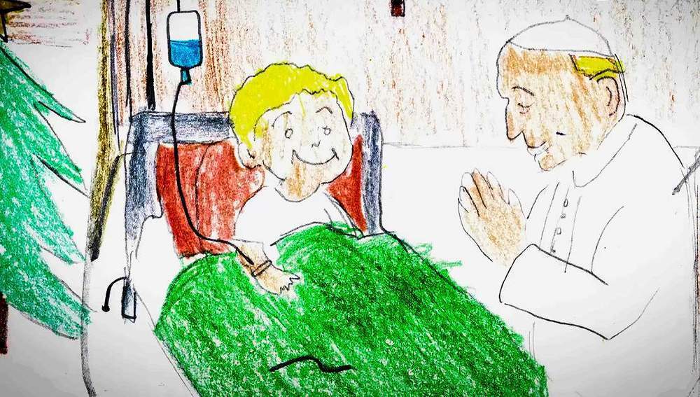 Kinderzeichnung aus dem Gebetsvideo von Papst Leo XIV. für Februar 2026