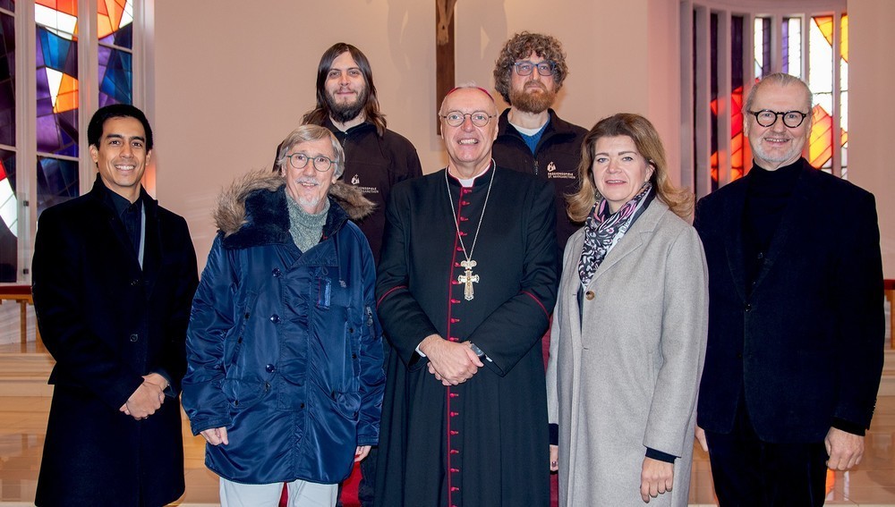 Komponist Albin Rudisch, Regisseur Manfred Waba, Jesus-Darsteller Andreas Schalling, Diözesanbischof Ägidius Zsifkovics, Jesus-Darsteller Rupert Kugler, Mirjam-Darstellerin Iris Klemenschitz sowie Spielleiter und Autor Richard Geier