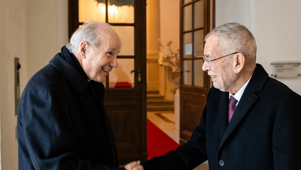 Kardinal Schönborn und Bundespräsident Van der Bellen am 17. Dezember 2024 im Wiener Erzbischöflichen Palais